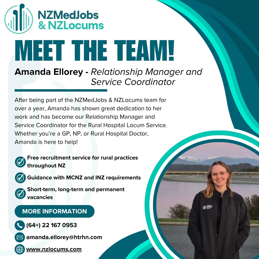 NZLocums's tweet image. Say hello to Amanda Ellorey, our powerhouse behind our rural hospital locum service!—and she’s just as passionate about supporting our organisation’s broader goals. 
#NZLocums #NZMedJobs #Workforce #RuralHealth