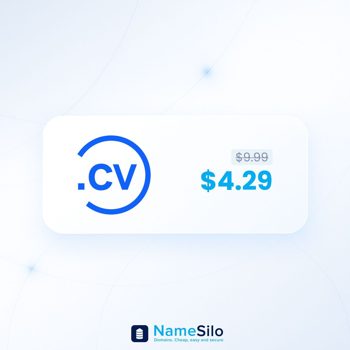 namesilo's tweet photo. Showcase your professional side with .CV 💼
Get your domain for just $4.29 for the first year, plus 50% off premium registrations. Perfect for resumes, portfolios, and career-focused projects. 🔗 https://t.co/gVoZLIY4Mk 

#DotCV #CareerGrowth https://t.co/kLK2Dve9lI