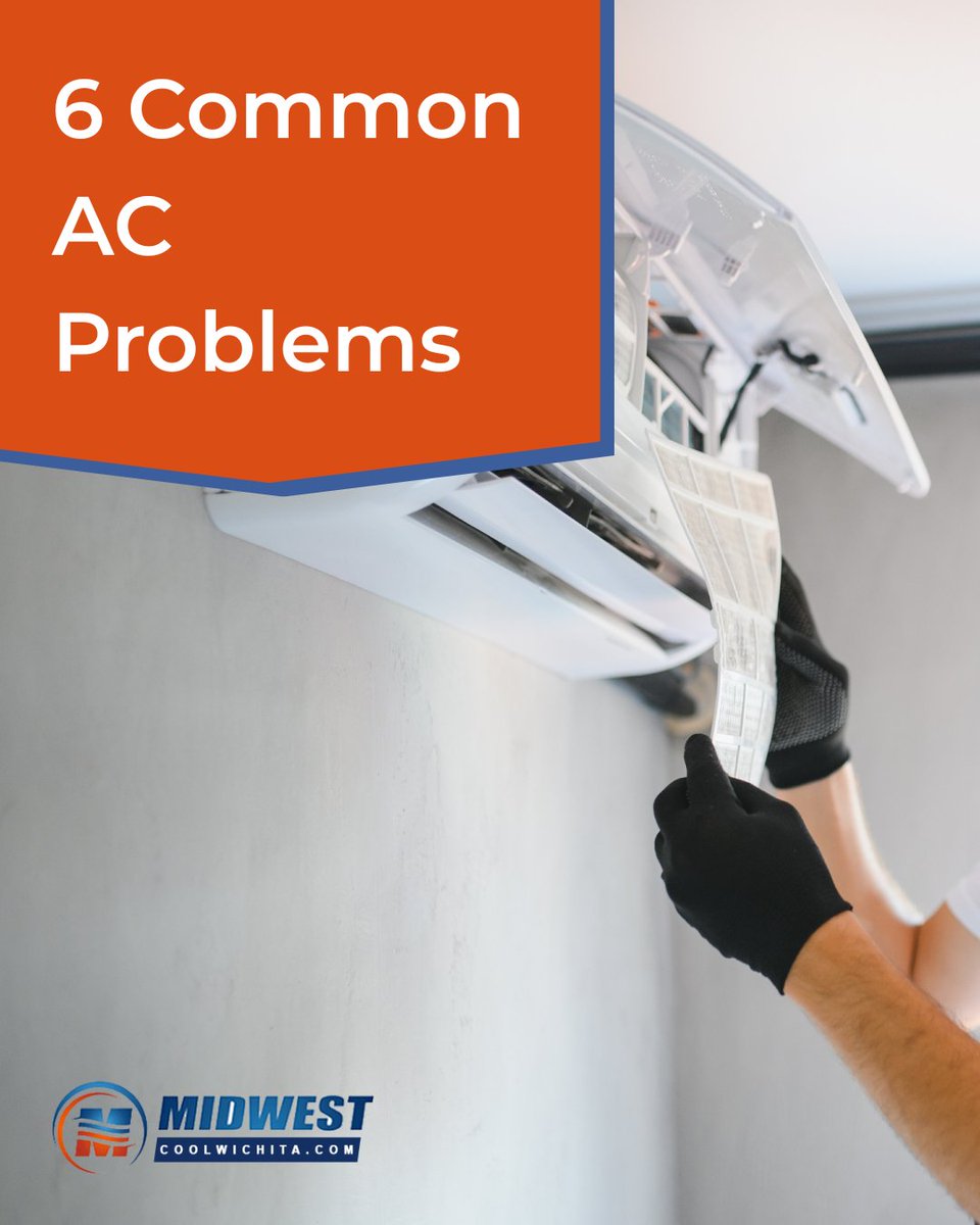 MWMechanical's tweet photo. Here are 6 Common AC Problems:

1. Weak or warm airflow from vents
2. Unusual noises during operation
3. Water leaking around the unit
4. Frequent on-off cycling issues
5. Unpleasant or musty air odours
6. Higher bills with lower cooling performance https://t.co/F16Zq1aoX3