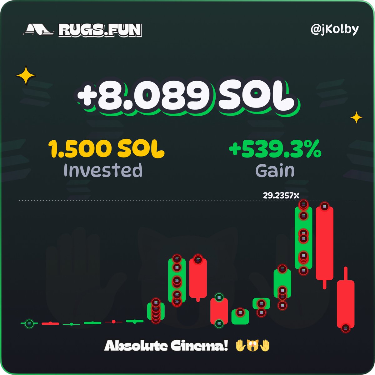 jKolby's tweet image. It&apos;s pretty simple, actually....😤

rugs.fun/?ref=jKolby