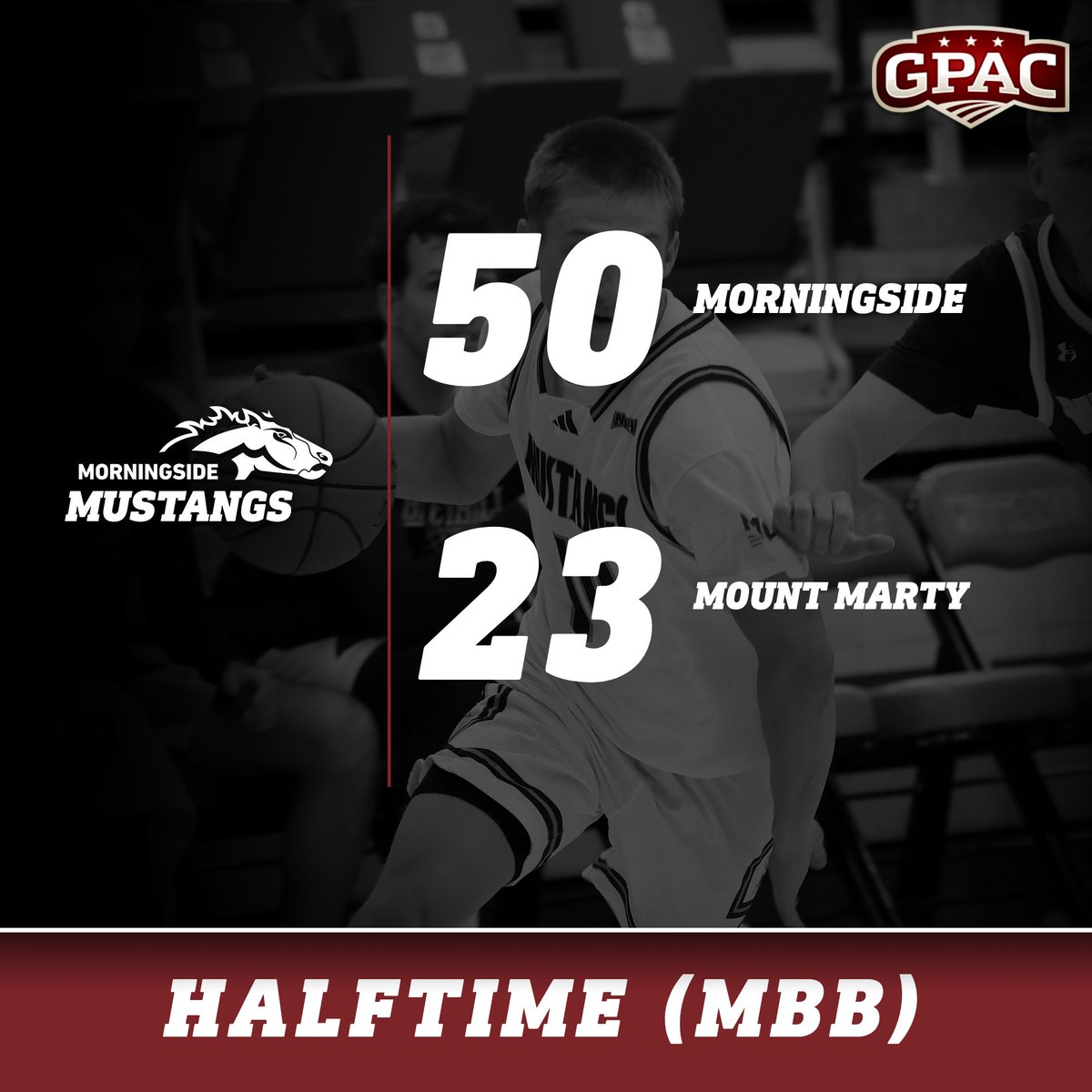 MsideScoreboard's tweet image. Halftime between @MsideMBB and Mount Marty. Wilcoxson already has 18 points, and the Mustangs are shooting 67 percent in the first half!