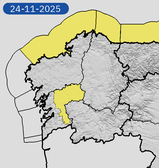 23/11 00:06 AVISOS HOY Y MAÑANA | Galicia: lluvias y costeros. Nivel máximo de aviso: amarillo.
Actualizaciones en aemet.es/es/eltiempo/pr…