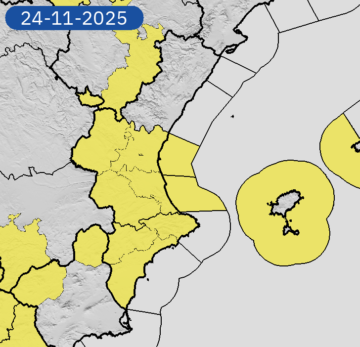 23/11 00:06 AVISOS MAÑANA | Comunitat Valenciana: vientos y costeros. Nivel máximo de aviso: amarillo.
Actualizaciones en aemet.es/es/eltiempo/pr…