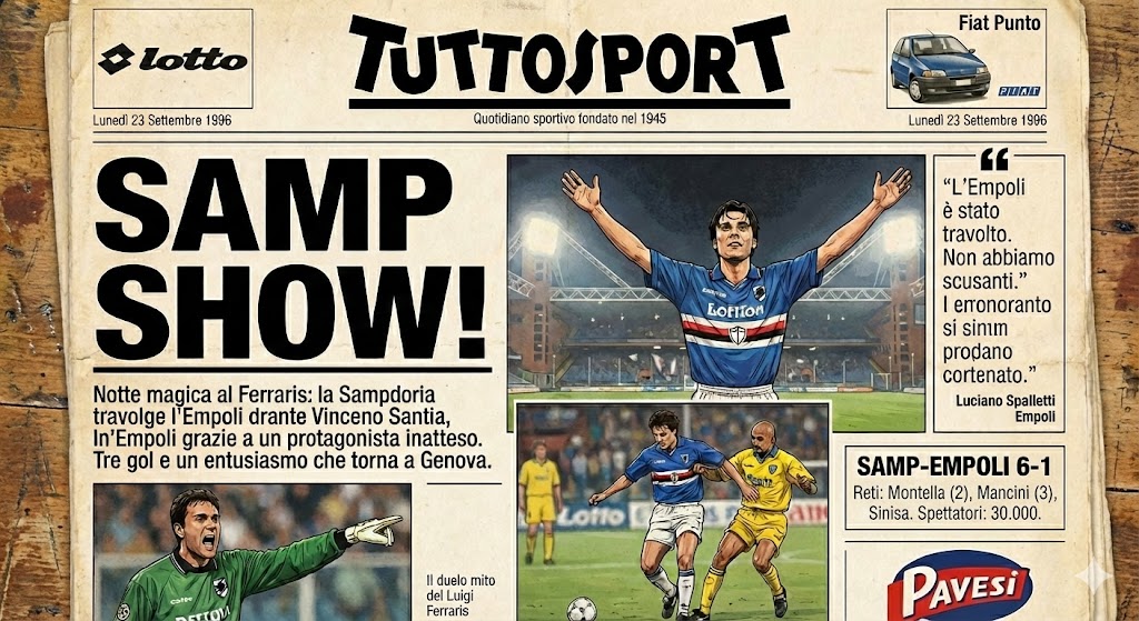 PESSimulation's tweet image. Italian press roundup 🇮🇹🗞️
Gazzetta, Corriere and Tuttosport all agree on one thing: despite Mancini’s hat-trick, Vincenzo Montella steals the headlines. “L’Aeroplanino” takes center stage after Sampdoria’s 6–1 show.