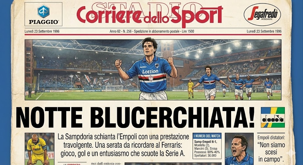 PESSimulation's tweet image. Italian press roundup 🇮🇹🗞️
Gazzetta, Corriere and Tuttosport all agree on one thing: despite Mancini’s hat-trick, Vincenzo Montella steals the headlines. “L’Aeroplanino” takes center stage after Sampdoria’s 6–1 show.