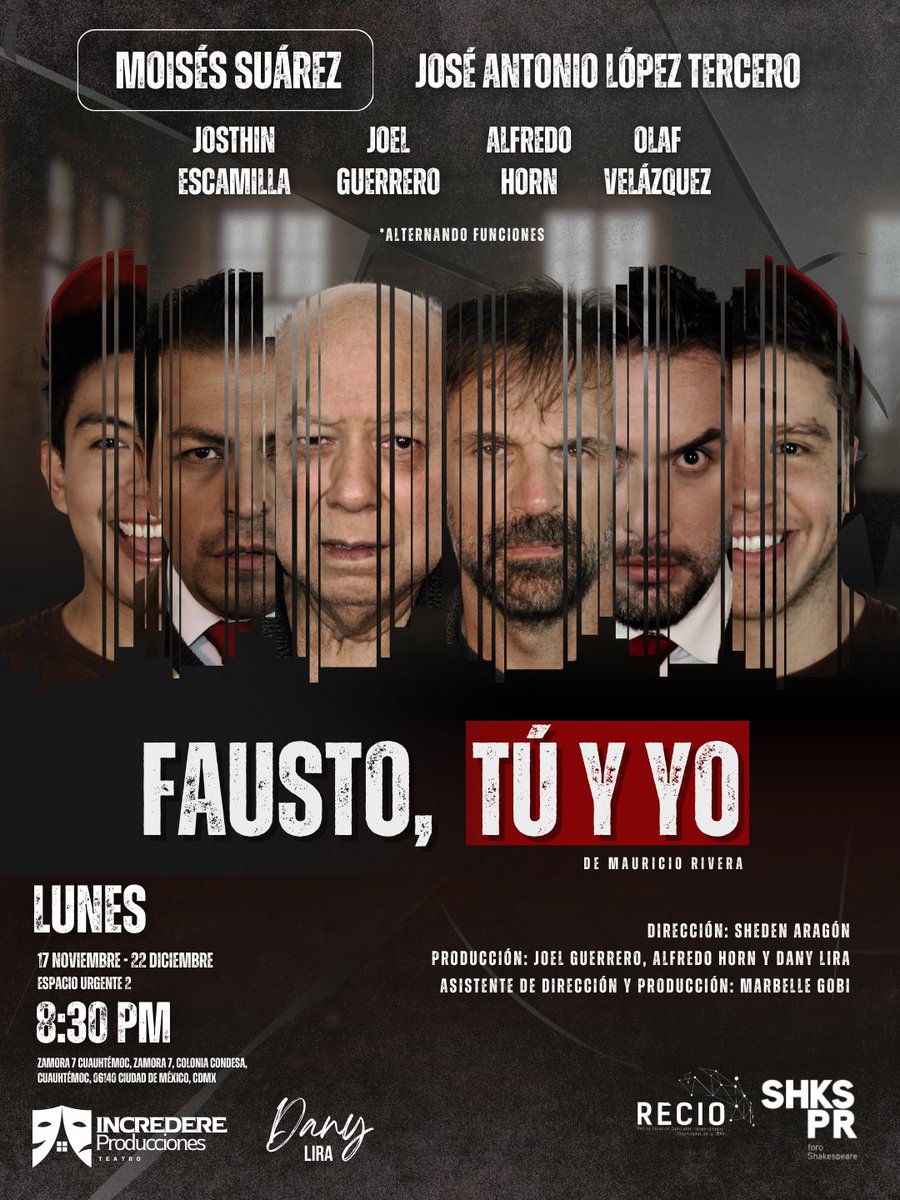 Perdonar al enemigo es más difícil, cuando el enemigo eres tú… #faustotuyyo todos los lunes en el <a href="/ForoShakespeare/">Foro Shakespeare</a> ¡Una historia impactante! ¡Corta temporada!

✔️Lunes 8:30 pm / Espacio Urgente 2 
🎟️ en foroshakespeare.com/evento/fausto-… 
***Obtén un 30% de descuento con el código FTY30