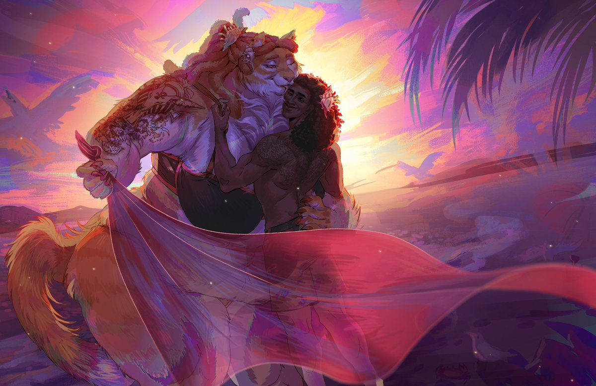 An absolutely stunning piece of Tylann and Jomari just enjoying the beach together.🤧💕 

Art is by the very talented <a href="/Song_Thrush_/">⛧ Song Thrush ⛧</a> and her wife <a href="/Stupid_Lynx_/">Stupid Lynx | comission opened</a>  they do such fantastic  work!