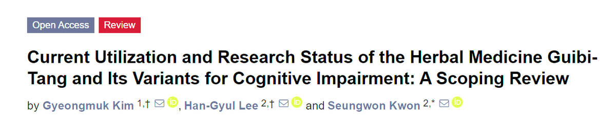✨An ancient herbal formula may offer modern cognitive benefits.

A new scoping review mapped 15 clinical studies using Guibi-tang (GBT) and Kami-Guibi-tang (KGBT), traditional East Asian multi-herb formulas, for cognitive impairment. 

Across adults with mild cognitive