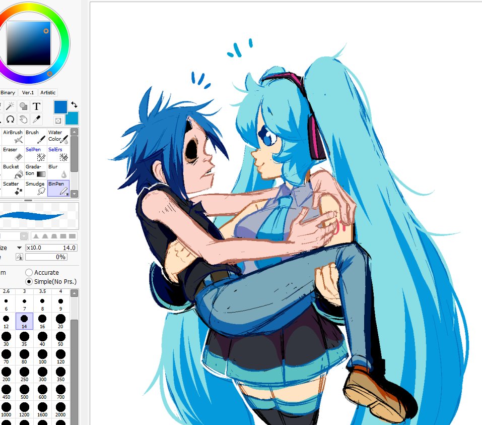 KDraws14's tweet image. Blue Hair #Gorillaz #HatsuneMiku