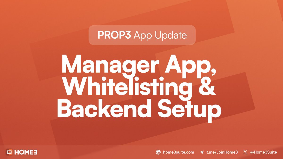 Home3Suite's tweet image. PROP3 Development Update - Manager App, Whitelisting Features &amp;amp; Backend Setup

This week brought strong progress across multiple components of the PROP3 ecosystem, especially on the infrastructure that will power property listings, onboarding, and tokenized releases.

Manager App…