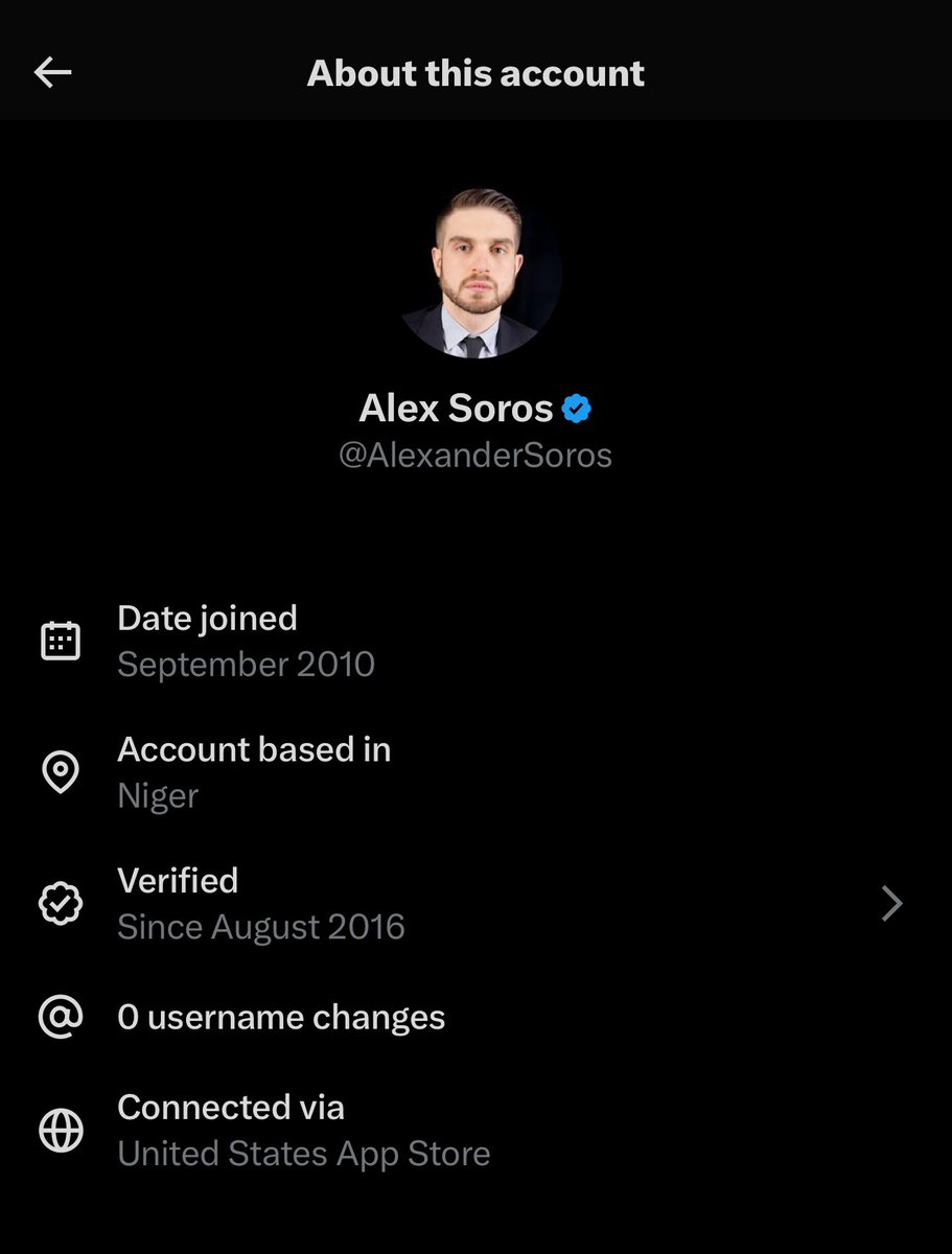 🚨 WTF? Why is George Soros’ son Alex Soros’ account based in NIGER?

Given they’re Democrats, it wouldn’t surprise me if they had African slaves running their accounts.

<a href="/AlexanderSoros/">Alex Soros</a>