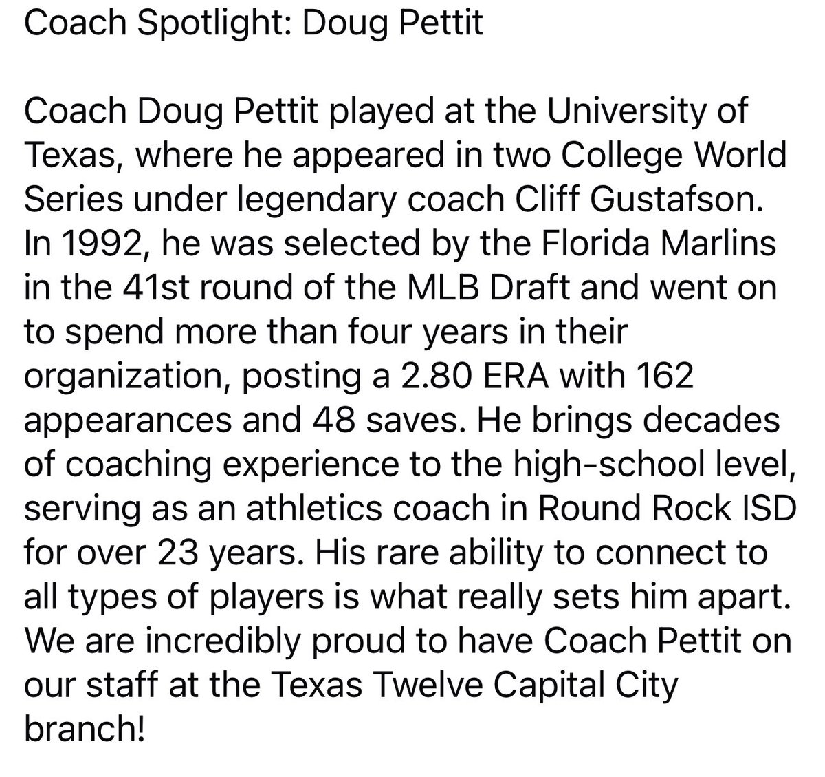 GPSTEXASBASEBA1's tweet image. 💥Coaches Spotlight!💥
Another Local Longhorn Legend with Pro ball experience. Thank you for all you do to help young men be the best version of themselves on &amp;amp; off the field DP!  @TwelveBaseball @dpettit5