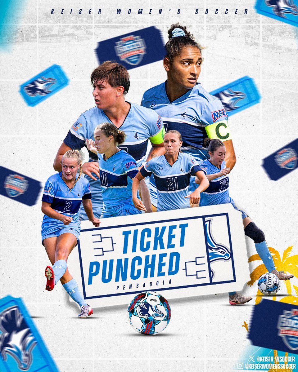 🚨𝗣𝗲𝗻𝘀𝗮𝗰𝗼𝗹𝗮 𝗕𝗼𝘂𝗻𝗱!🚨

With the win today, Keiser women's soccer has punched their ticket to Pensacola for final site of the NAIA National Tournament!

The Seahawks will take on No. 8 Indiana Wesleyan on Tuesday, December 2

#DefendTheBeach #BattleForTheRedBanner