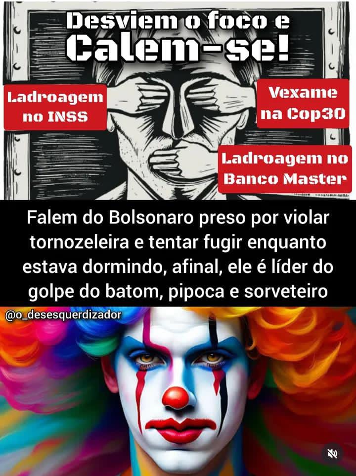 Tentaram tirar o foco dos roubos do INSS e banco Master mas não conseguiram. Vão prender também todos corruptos inclusive a mulher de Moraes.
