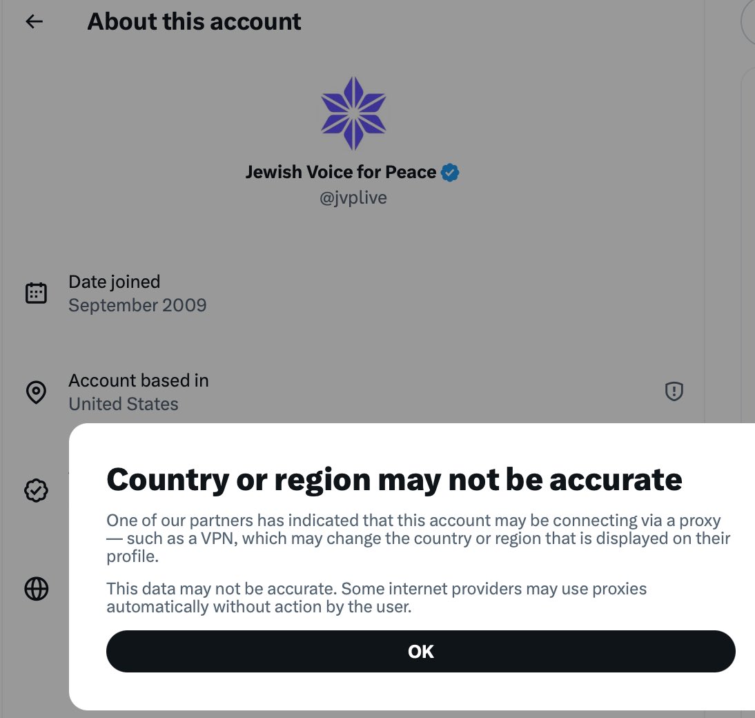 EYakoby's tweet image. BREAKING: Jewish Voices for Peace is using a VPN to hide their country location.

What do they have to hide?