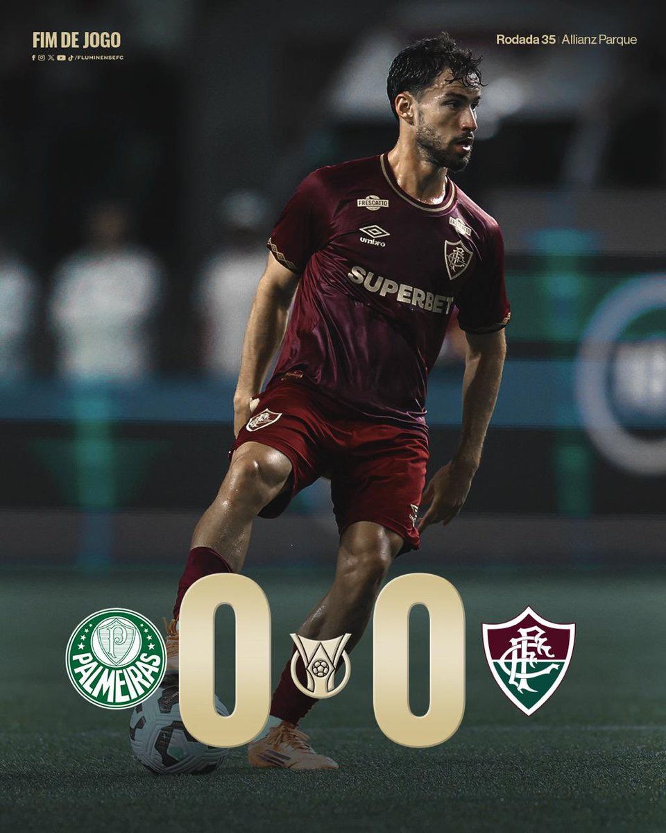 FluminenseFC's tweet image. Fim de jogo! Fluminense empata em 0 a 0 com o Palmeiras no Allianz Parque.

Nosso próximo desafio é na próxima quinta-feira, contra o São Paulo, no Maraca.

Tem check-in aberto! Faça o seu em fluminense.futebolcard.com
