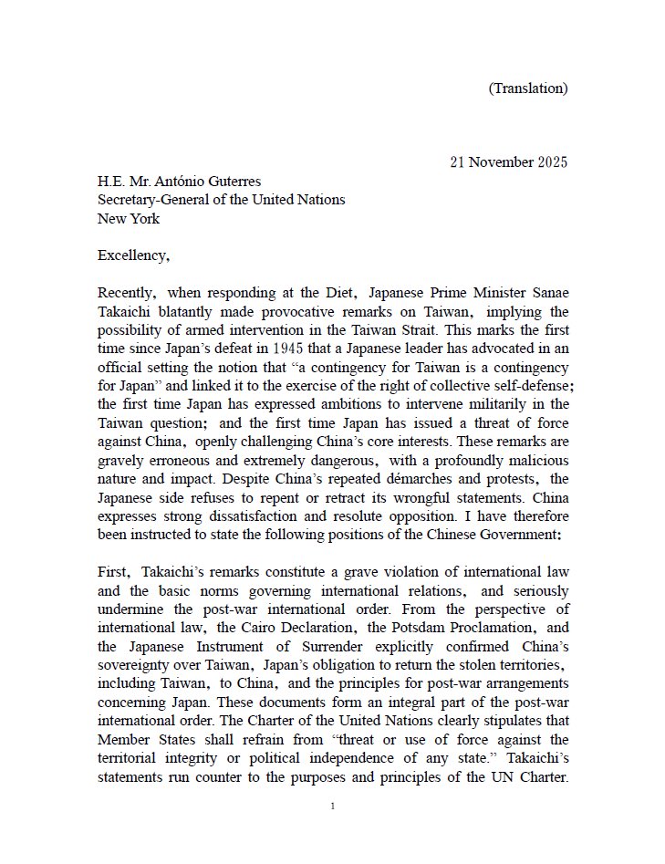 MsMelChen's tweet image. Let me sum up the Japan -China row that has now made it to the UN: 

China: Taiwan belongs to us - reunification is a matter of when, not if. Here, look at our unprecedented military buildup!

Japan: if warships and the use of force are involved to take Taiwan, that threatens…