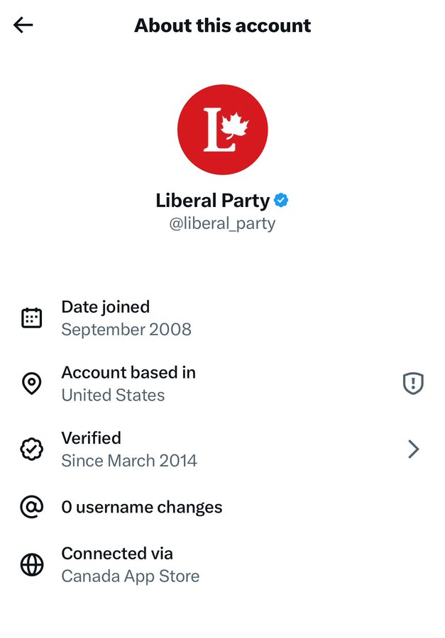 mrsunshinebaby's tweet image. 🚨 BREAKING – The Liberal Party of Canada&apos;s X account is based in the United States!

Elbows up... right?