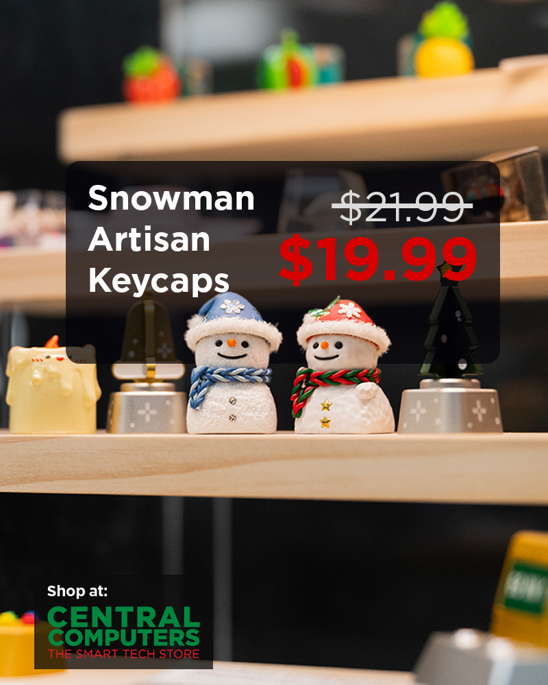 centralcomputer's tweet image. 🎄Bring the holiday cheer to your keyboard with these📷Snowman Artisan Keycaps📷 On sale now—don’t miss out! 

centralcomputer.com/catalogsearch/… 

#ArtisanKeycaps #MechanicalKeyboard #CentralComputers #KeebLife