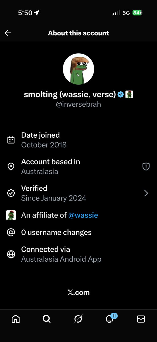 @inversebrahのアカウント情報の別のスクリーンショット（位置表示を強調）