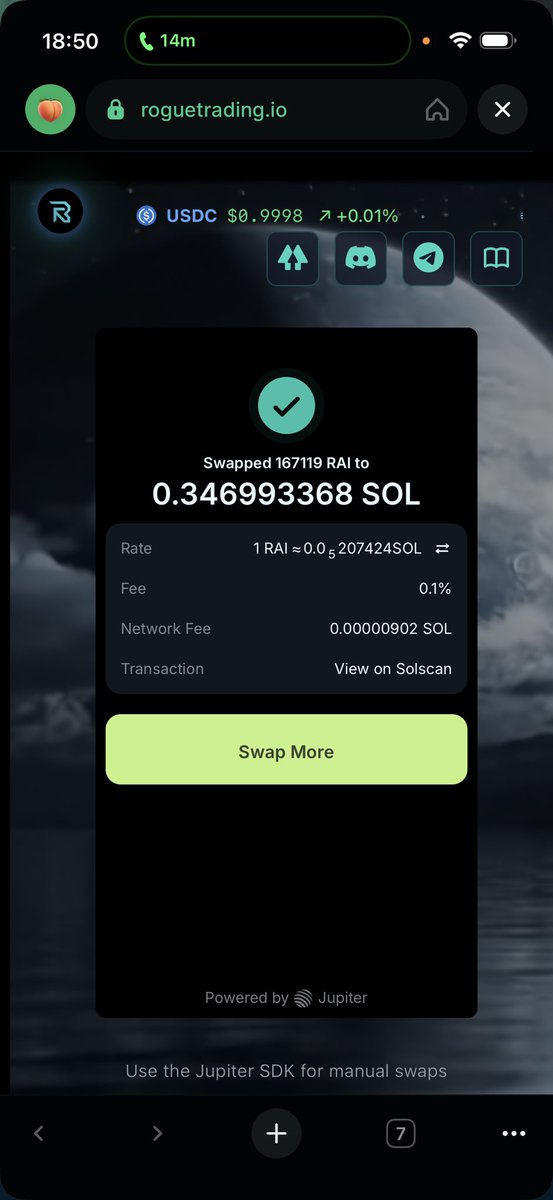 RealDylanSwartz's tweet image. 🚀 Announcement coming soon!
We’ll be launching a giveaway for our top swap users.

And don’t worry, we’ll be checking for fair use, so no gaming the system 😉

Once it goes live, start swapping for a chance to win something awesome.

@RogueAITrading