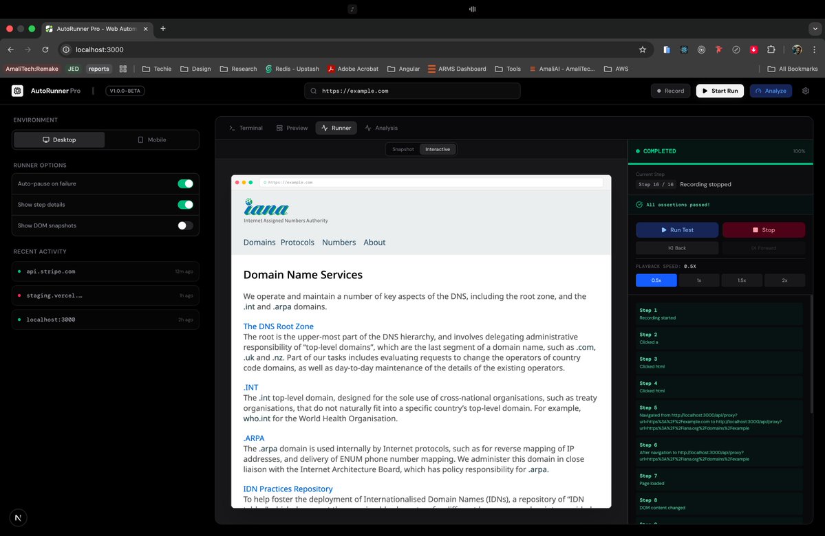 dev_concept's tweet image. Spent last week building something I wished to have in my toolbox: a no-code test recorder for web apps.

This lets you:

• Point it at any site
• Record actions
• Auto-generate assertions
• Playback controls
• Export as PDF

Coming in hot.

#build