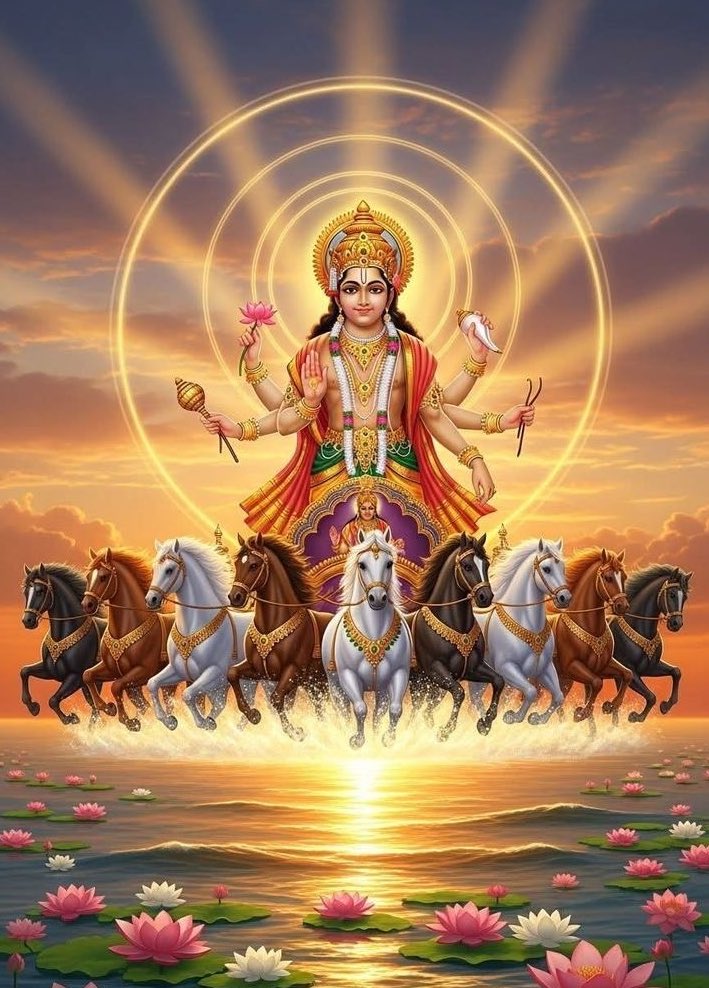 सूर्य देव की दिव्य किरणें जीवन में उजाला लाती हैं, अंधकार मिटाती हैं। उनके आदर और भक्ति से स्वास्थ्य, ऊर्जा और सफलता सभी पथ उज्जवल बनते हैं।