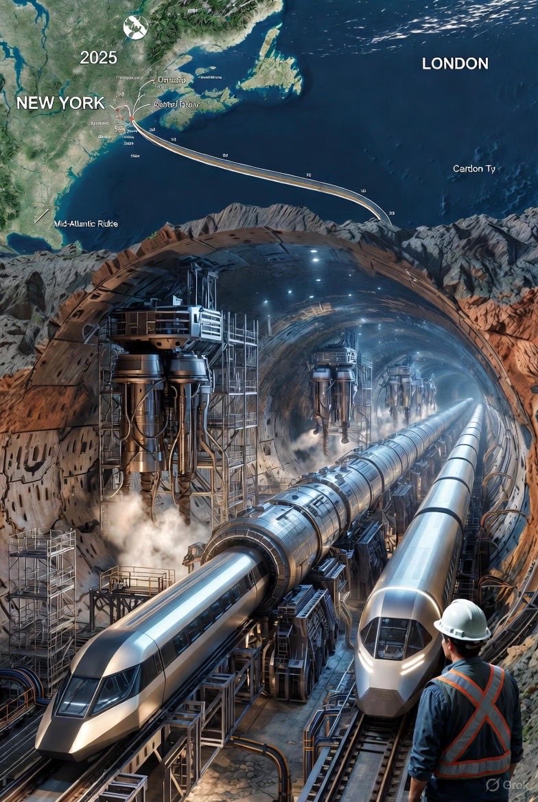 AkosKovacs12's tweet image. Just asked @grok about Elon’s idea of a transatlantic tunnel NY ↔ London 🚇🌊
Spoiler: still no real project… but Grok the Great just generated these INSANE illustrations for me! 🔥🤯
Which one is your favorite? 👇
#TransatlanticTunnel #Hyperloop @elonmusk @boringcompany