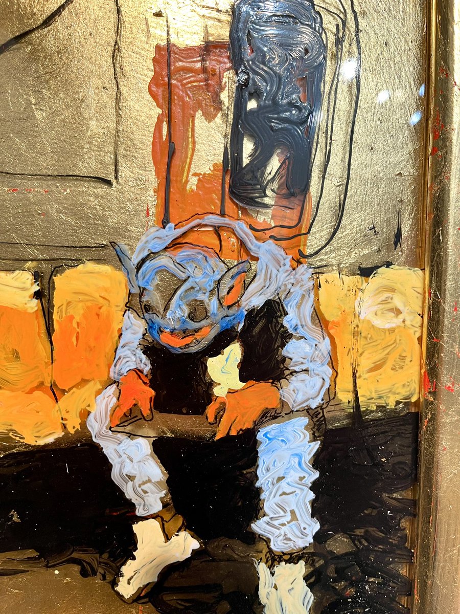 “Stitch” on the 5 Train
Acrylic and Imitation Gold Leaf on Museum Board and Wooden Frame
19” x 14.5”
11/22/2025

(finally had a chance to get into the studio)