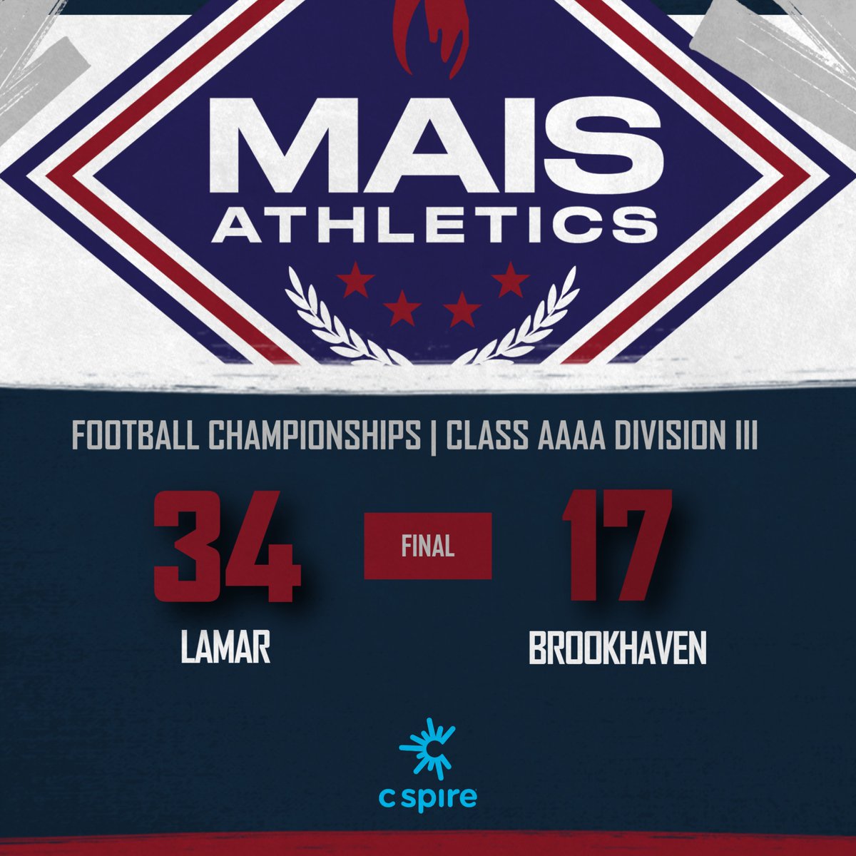 msais's tweet photo. 🏈 Final | Class AAAA Division III | @CSpire https://t.co/cKrb1cjS0K