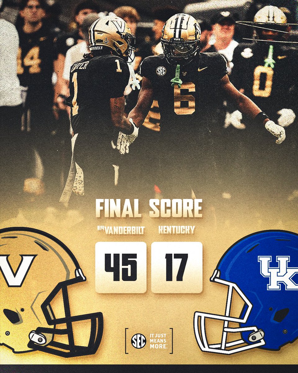 SEC's tweet image. COMMODORE&apos;S FIRST UNDEFEATED SEASON AT HOME SINCE 1982⚓️

@VandyFootball x #ItJustMeansMore