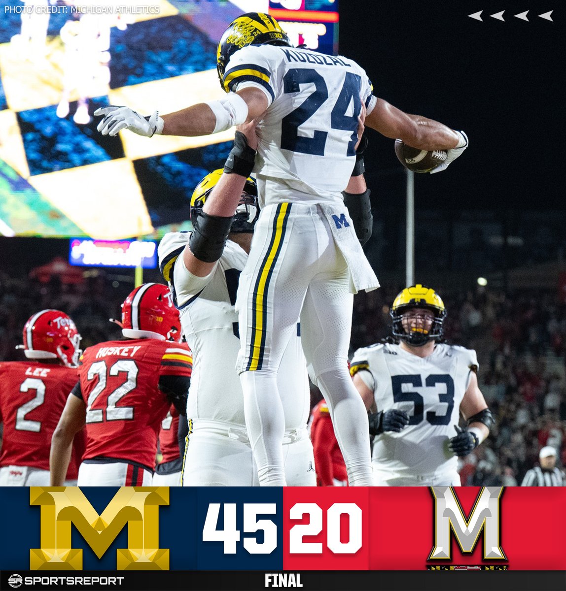 SRWolverines's tweet image. WOLVERINES WIN!!! Michigan dominates Maryland on the road!!