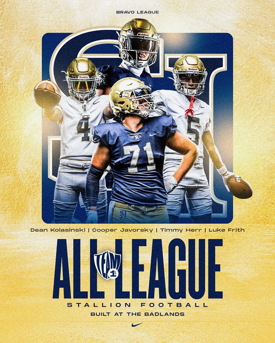 🚨1ST TEAM ALL BRAVO LEAGUE🚨 

🏆Congrats to these 4 Stallions on Being selected 1ST TEAM ALL-LEAGUE in the 2nd Best Public School League in the State💪 

 👉 <a href="/Timmyherr2/">Timmyherr</a> 
 👉 <a href="/luke_frith5/">Luke Frith 3⭐️</a> 
 👉 <a href="/CooperJavorsky/">Cooper Javorsky</a> 
 👉 <a href="/deankolasinski4/">Dean Kolasinski</a> 

#NoBetterPlace🐎 
#BuiltAtTheBadlands🏟️