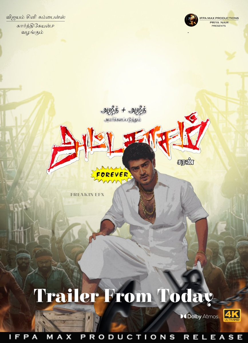 frexkinefx2's tweet image. #AttagasamReRelease : Trailer From Today 🥳📈.

#Ajithkumar𓃵 #Attagasam .