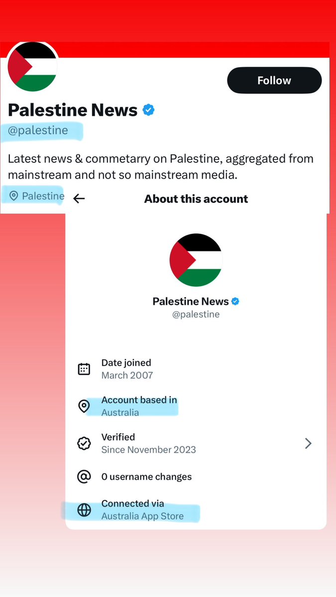 WOW 😒 even with the handle Palestine, spreading news, based in Australia 😒