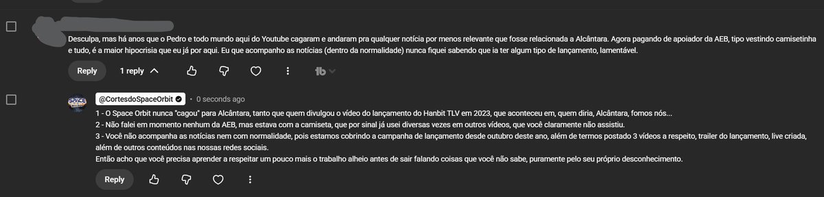 A gente leva a nossa equipe para o outro lado do país no meio do NADA, com 90 kg de equipamento, faz uma baita divulgação do lançamento do Hanbit em Alcântara, traz conteúdo exclusivo, que realmente não tem por aí em lugar nenhum e ainda sou hipócrita e os escambau.
Não aceito
