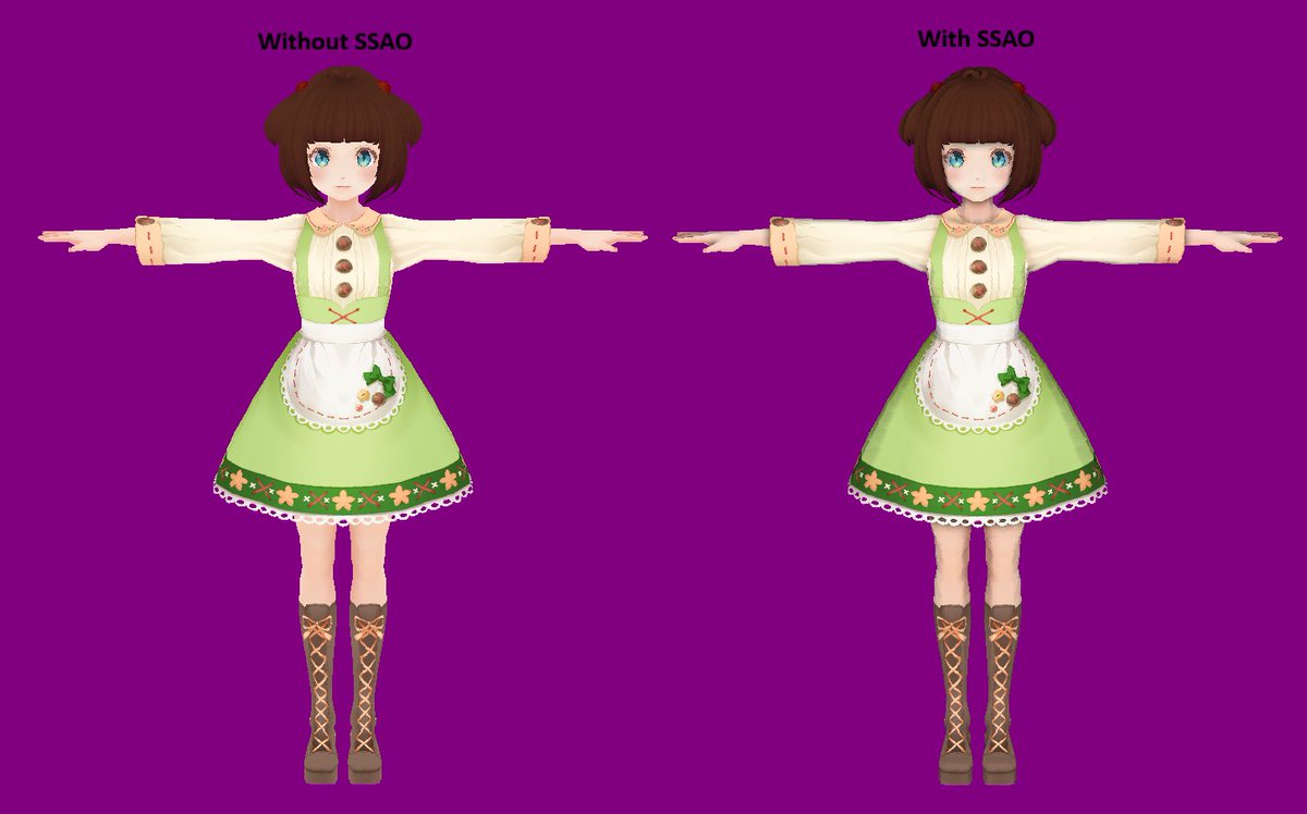 vrmeup's tweet image. Putting my server-side #dotnet GLTF preview renderer to the real test - generated a thumbnail for a VRM avatar and this was the result. I’ve added screen-space ambient occlusion (SSAO) to bring out the edges, and I’m pretty happy with how it turned out 😃 What do you think?