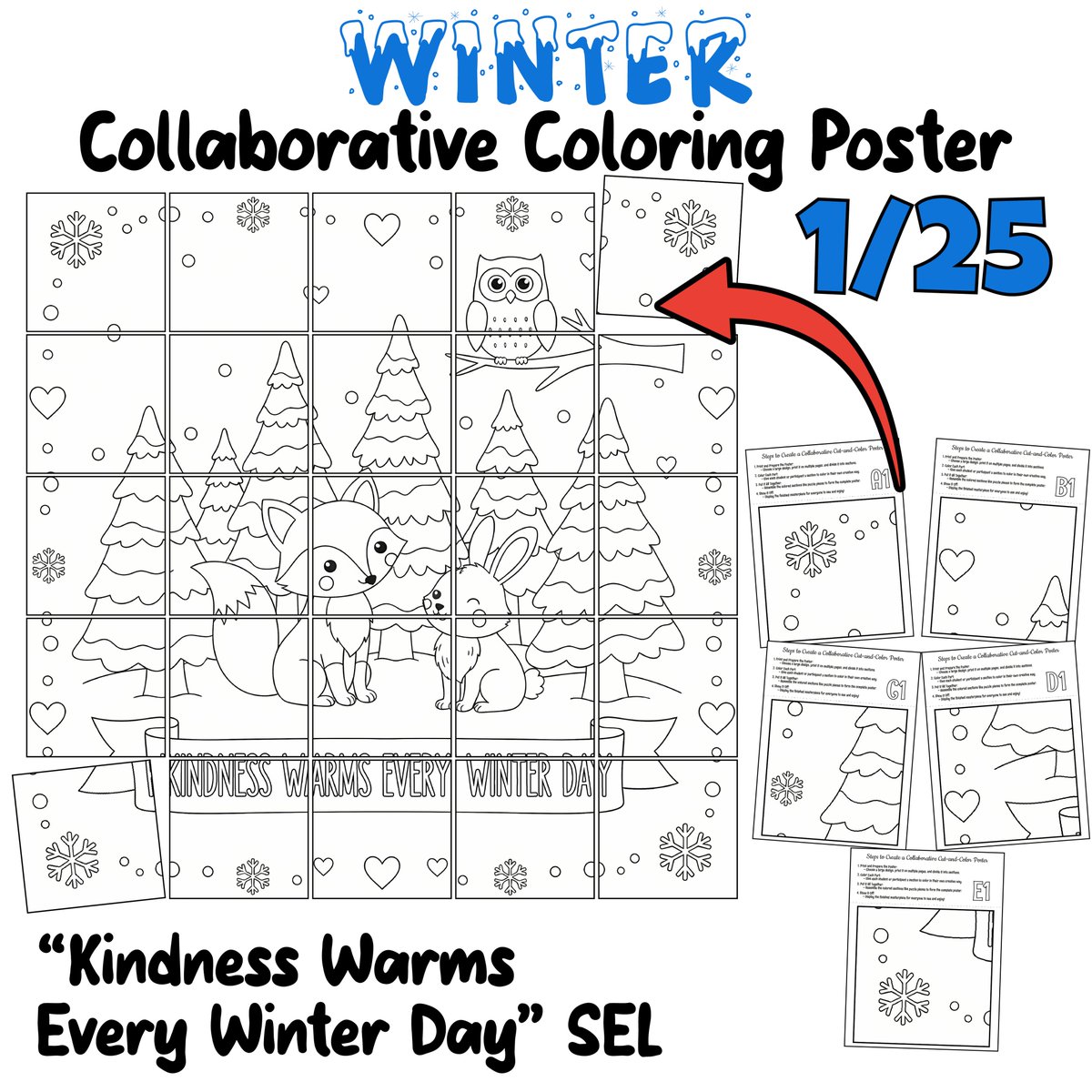 AvenuesLearning's tweet image. ❄️ Spread kindness this winter!
This Winter Collaborative Coloring Poster forms a 37.5" mural with woodland animals + the quote “Kindness Warms Every Winter Day.”
Perfect for SEL &amp;amp; grades 2–6!🦊✨
#WinterTeaching #SEL #ColoringPosters #teacherspayteachers

teacherspayteachers.com/Product/Winter…