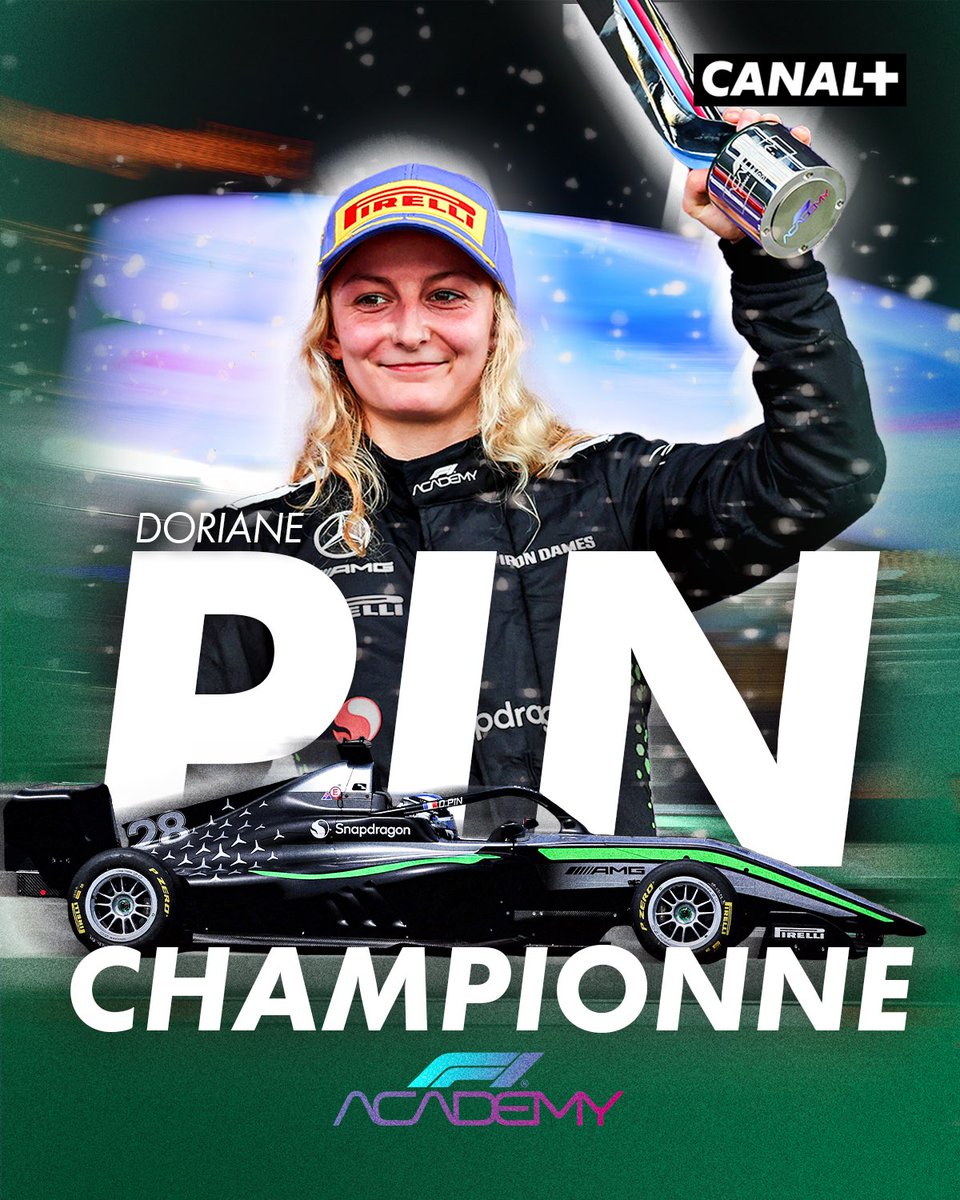 CanalplusF1's tweet image. DORIANE PIN EST CHAMPIONNE F1 ACADEMY 🥳🥳🥳🥳
#lasvegasgp #f1academy