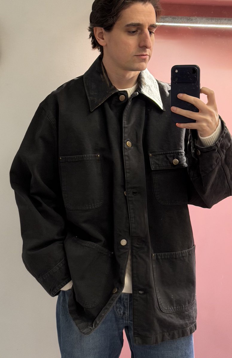 jakewoolf's tweet image. Can I say that the Prada “Carhartt” jacket with the leather collar is a wise investment at $4900? I can’t say that it is, but that won’t stop me from wanting it