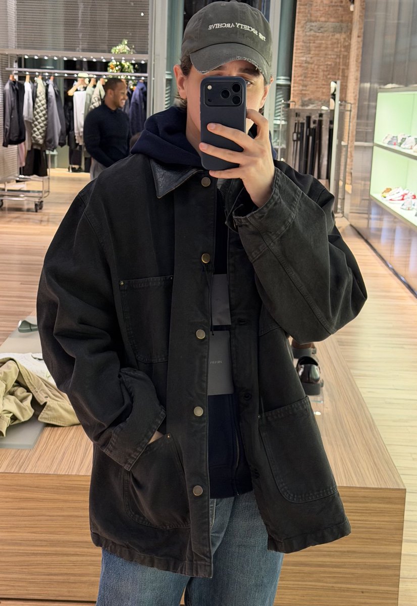 jakewoolf's tweet image. Can I say that the Prada “Carhartt” jacket with the leather collar is a wise investment at $4900? I can’t say that it is, but that won’t stop me from wanting it