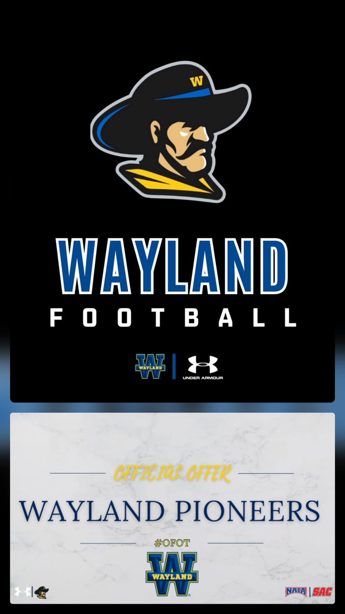Grateful to announce I’ve earned an offer from Wayland Baptist University  <a href="/WBUFootball/">WBU Football</a> 🏈
Huge shoutout to Coach Herchek (<a href="/CoachHerchek/">Jason Herchek</a>) and Coach Guajardo (<a href="/DavianGuajardo/">Davian Guajardo</a>) for coming out to our playoff game last night to watch us win the Area Championship!

Won 62–14 and