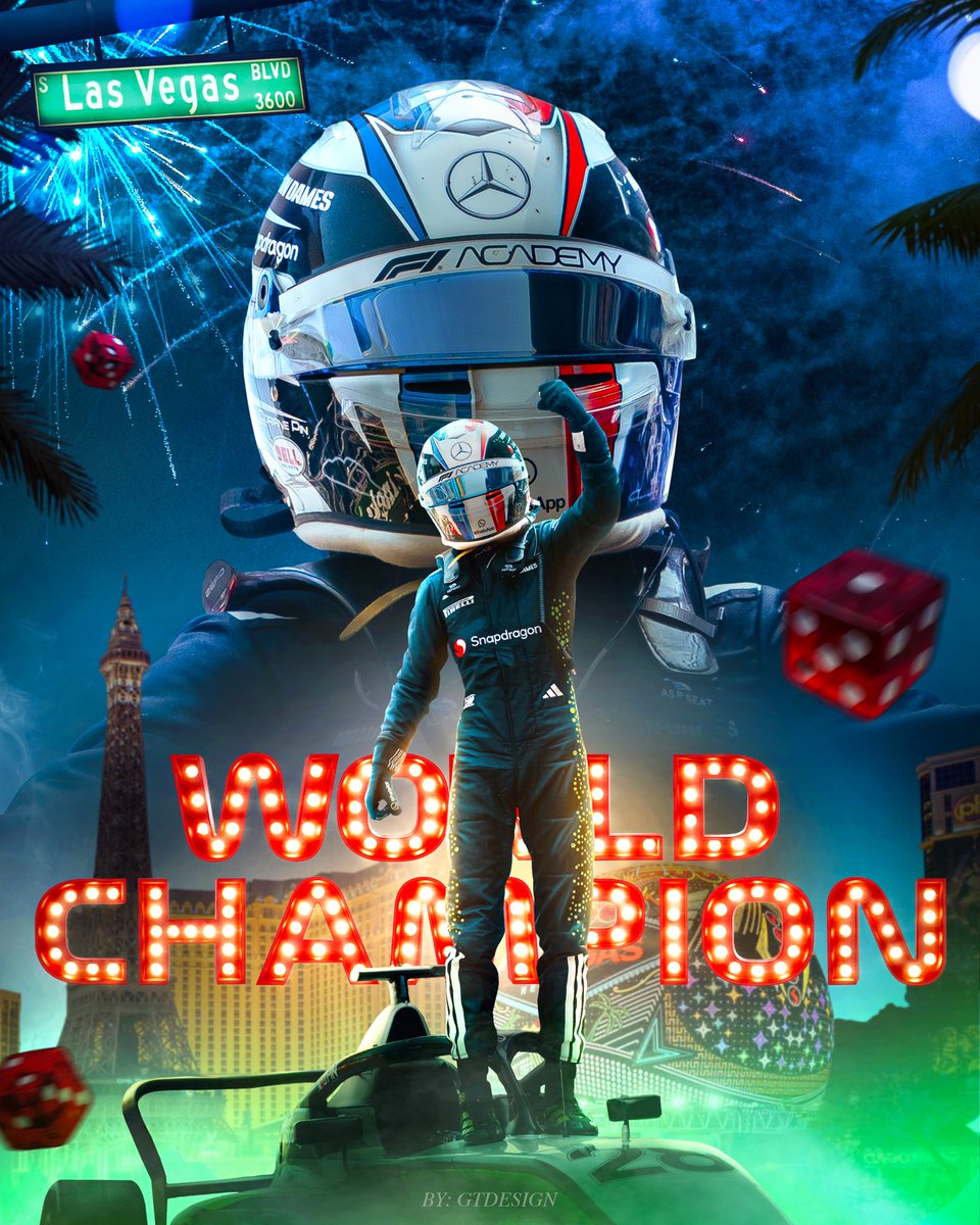 GTdesignn's tweet image. Formula 1 Academy World Champion @DorianePin ❤️🙌🏼 

Made in Photoshop 🎨
#smsports @f1academy #f1a #lasvegasgp #lvgp @MercedesAMGF1
