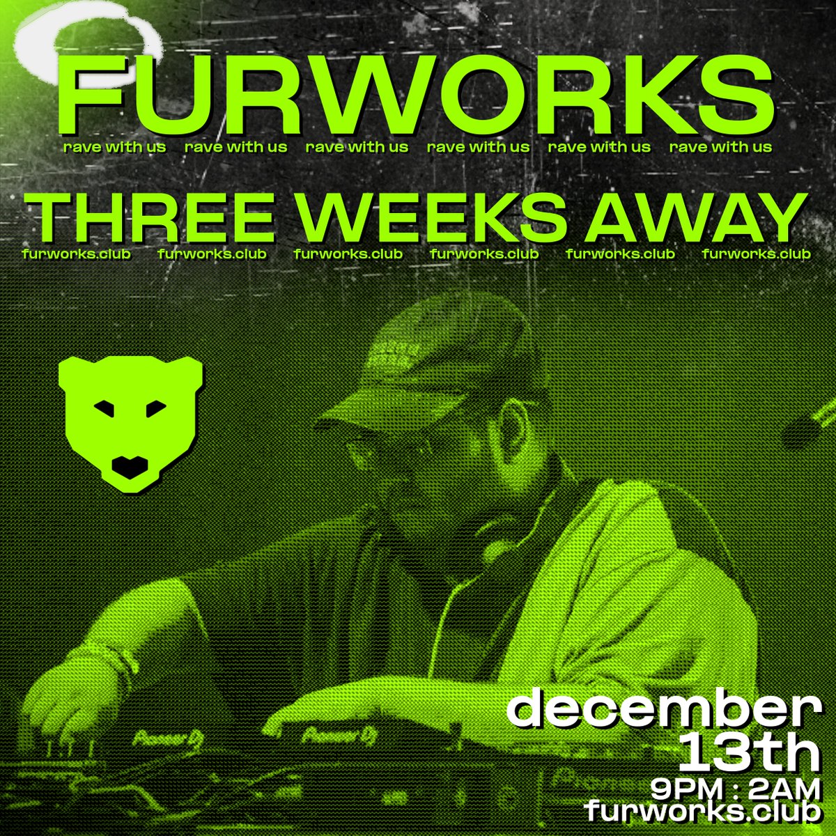 🚨 FURWORKS IS THREE WEEKS AWAY! 🚨
Come rave with us on December 13th, 2025. Join us for the 7th edition of Denver's kinkiest and furriest underground rave! 🌈🐾

PRICES INCREASE TOMORROW, NOVEMBER 23RD!!

🔥 21+ BYOB 🍹

RSVP REQUIRED: furworks.club/register