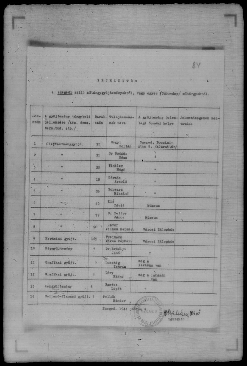 ArtRecoveryInit's tweet image. 🕯️🖼️The Families, the Stolen Art, and the 1944 Files That Still Demand Justice (Szeged, Part III)

With this post we reach the last pages of the 101-page Szeged dossier—Reel 144, slides 13–32—the closing reports that spell out which Jewish families lost which collections, where…