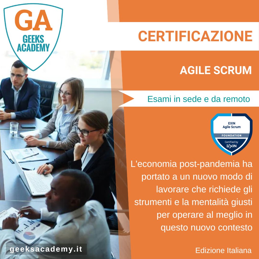 GeeksAcademyEu's tweet image. Certificati al livello internazionale in 𝗘𝗫𝗜𝗡 𝗔𝗴𝗶𝗹𝗲 𝗦𝗰𝗿𝘂𝗺. Combina i principi #Agile con le pratiche #Scrum. Il mondo del #lavoro è cambiato. Partenza: Maggio 2025 | classi di massimo 12 studenti, Life-long Certification. #manager