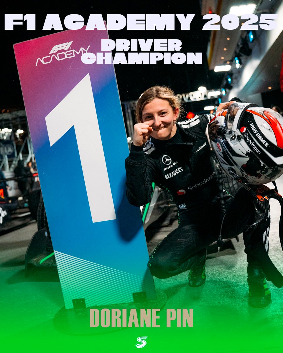 Circuit_Spec's tweet image. 🏆 Doriane Pin se convierte en la campeona de la F1 Academh 2025.

📝 Es la tercera piloto en ganar el campeonato, uniéndose a la lista junto a Marta García y Abbi Pulling.