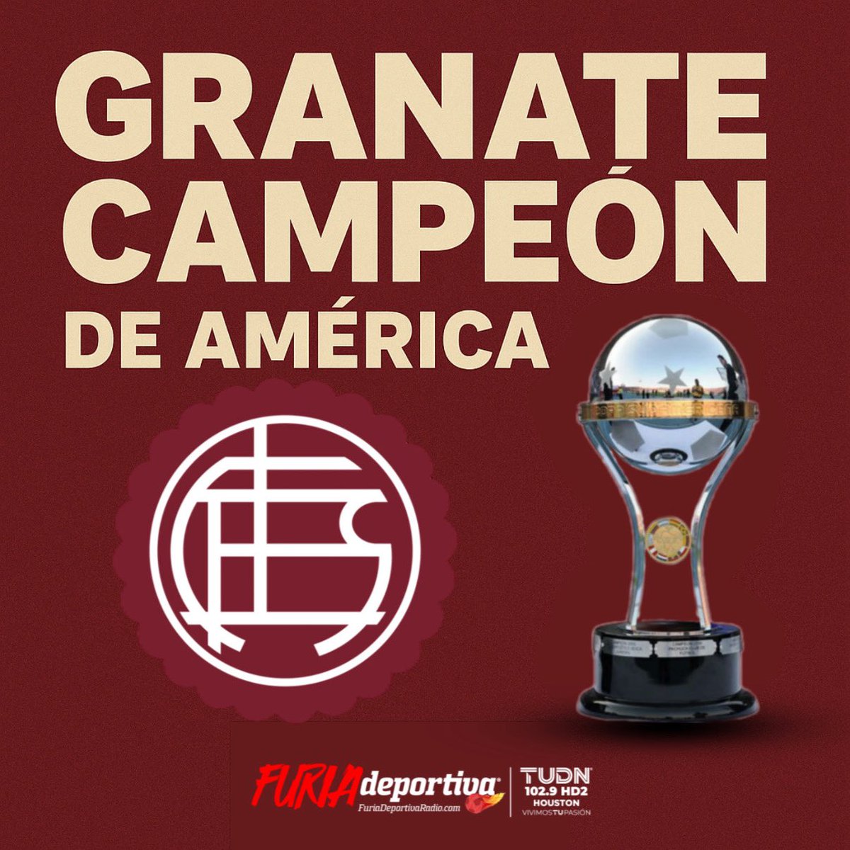 FuriaTUDN's tweet image. #FuriaDeportiva

¡Lanús vuelve a reinar en Sudamérica! 🏆🇦🇷

El Granate levanta la Copa Sudamericana tras una campaña sólida, llena de carácter y momentos decisivos.

#FuriaTUDN #FuriaNeta #Lanús #Sudamericana #Granate #Campeón #FútbolArgentino