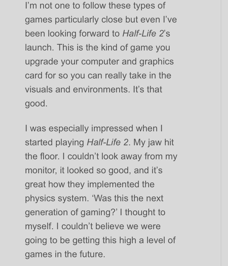 didyouknowgamin's tweet image. Sakurai on Half-Life:

With HL3 rumors swirling, I reckon there&apos;s a lot of Nintendo fans who couldn&apos;t care less. I&apos;d like to highlight what Sakurai had to say about HL2 at launch: &quot;I couldn’t look away from my monitor [...] Was this the next generation of gaming?&quot; See below.