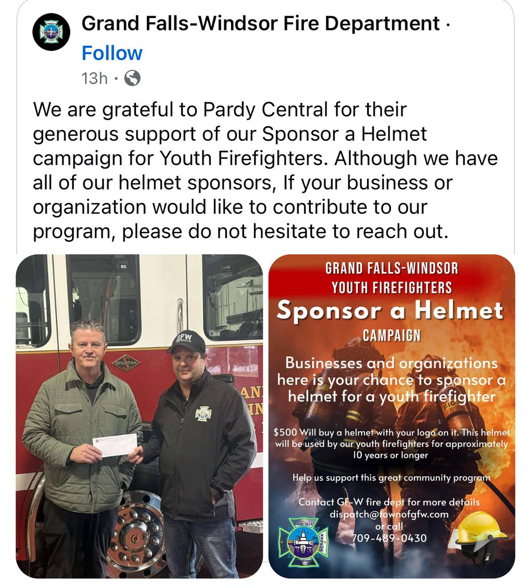 Big thanks to Mike and the GFW Fire Dept for everything they do.